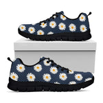 Polka Dot Daisy Floral Pattern Print Black Sneakers