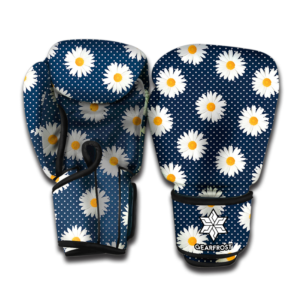 Polka Dot Daisy Floral Pattern Print Boxing Gloves