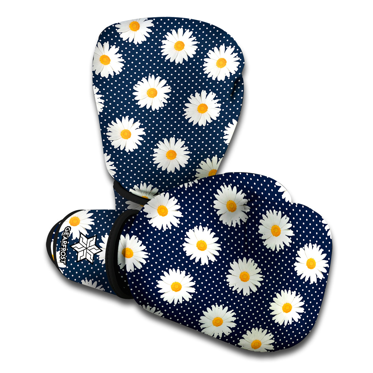Polka Dot Daisy Floral Pattern Print Boxing Gloves