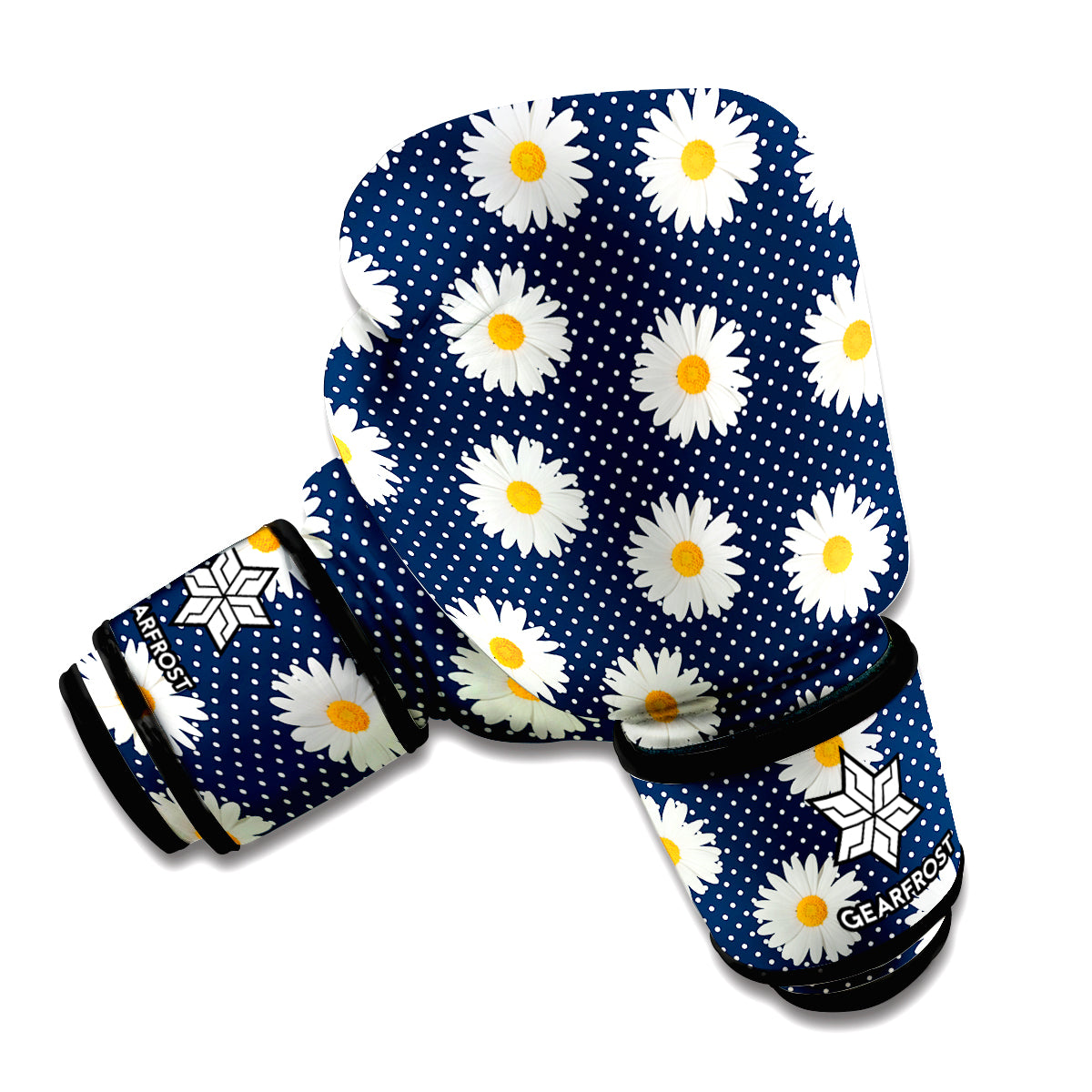 Polka Dot Daisy Floral Pattern Print Boxing Gloves