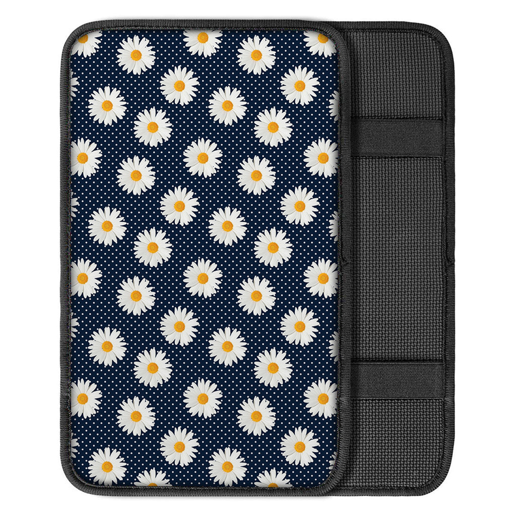 Polka Dot Daisy Floral Pattern Print Car Center Console Cover