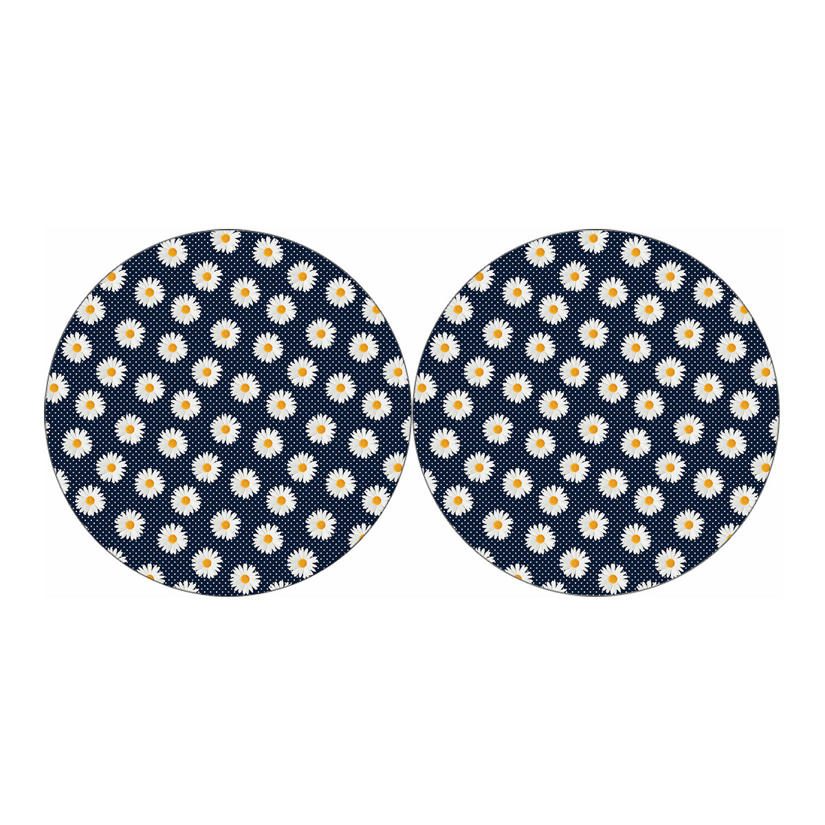 Polka Dot Daisy Floral Pattern Print Car Coasters