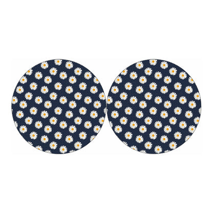 Polka Dot Daisy Floral Pattern Print Car Coasters