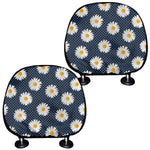 Polka Dot Daisy Floral Pattern Print Car Headrest Covers