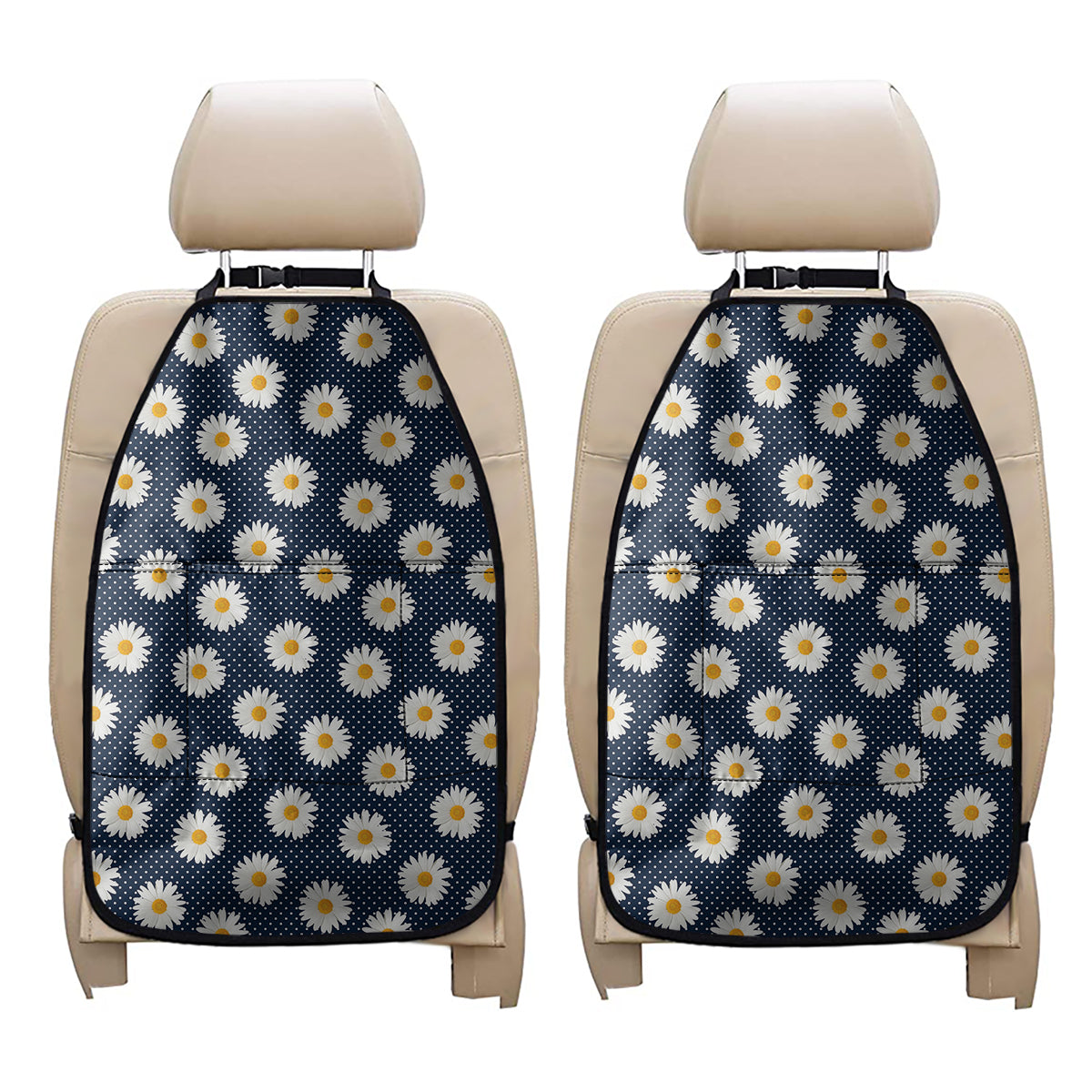 Polka Dot Daisy Floral Pattern Print Car Seat Organizers