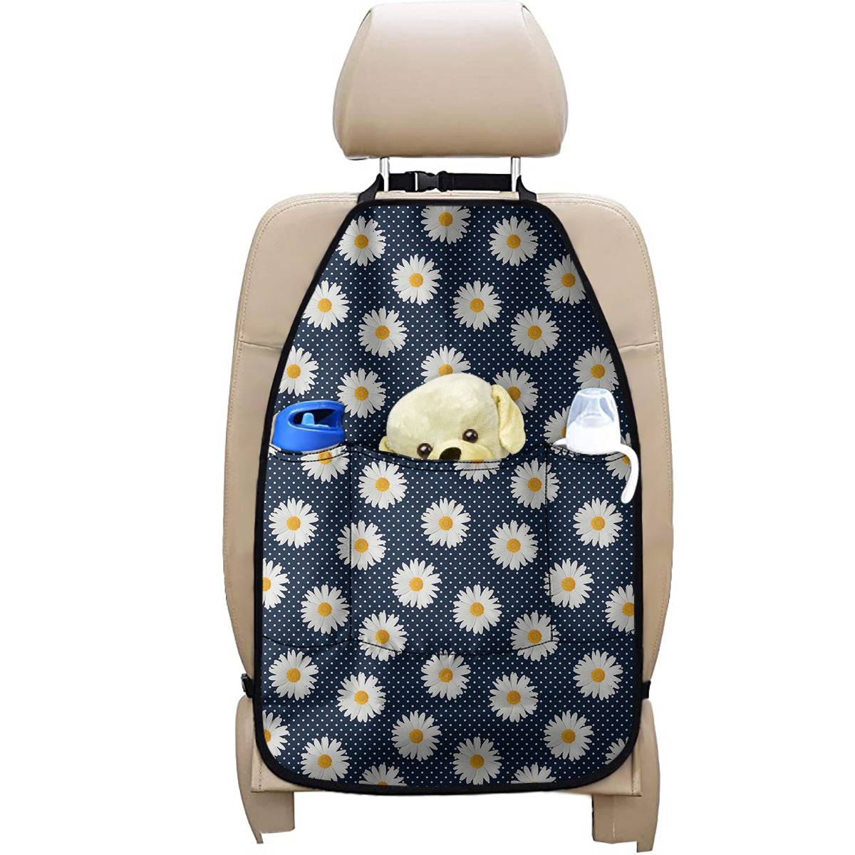 Polka Dot Daisy Floral Pattern Print Car Seat Organizers