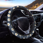 Polka Dot Daisy Floral Pattern Print Car Steering Wheel Cover