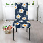 Polka Dot Daisy Floral Pattern Print Dining Chair Slipcover