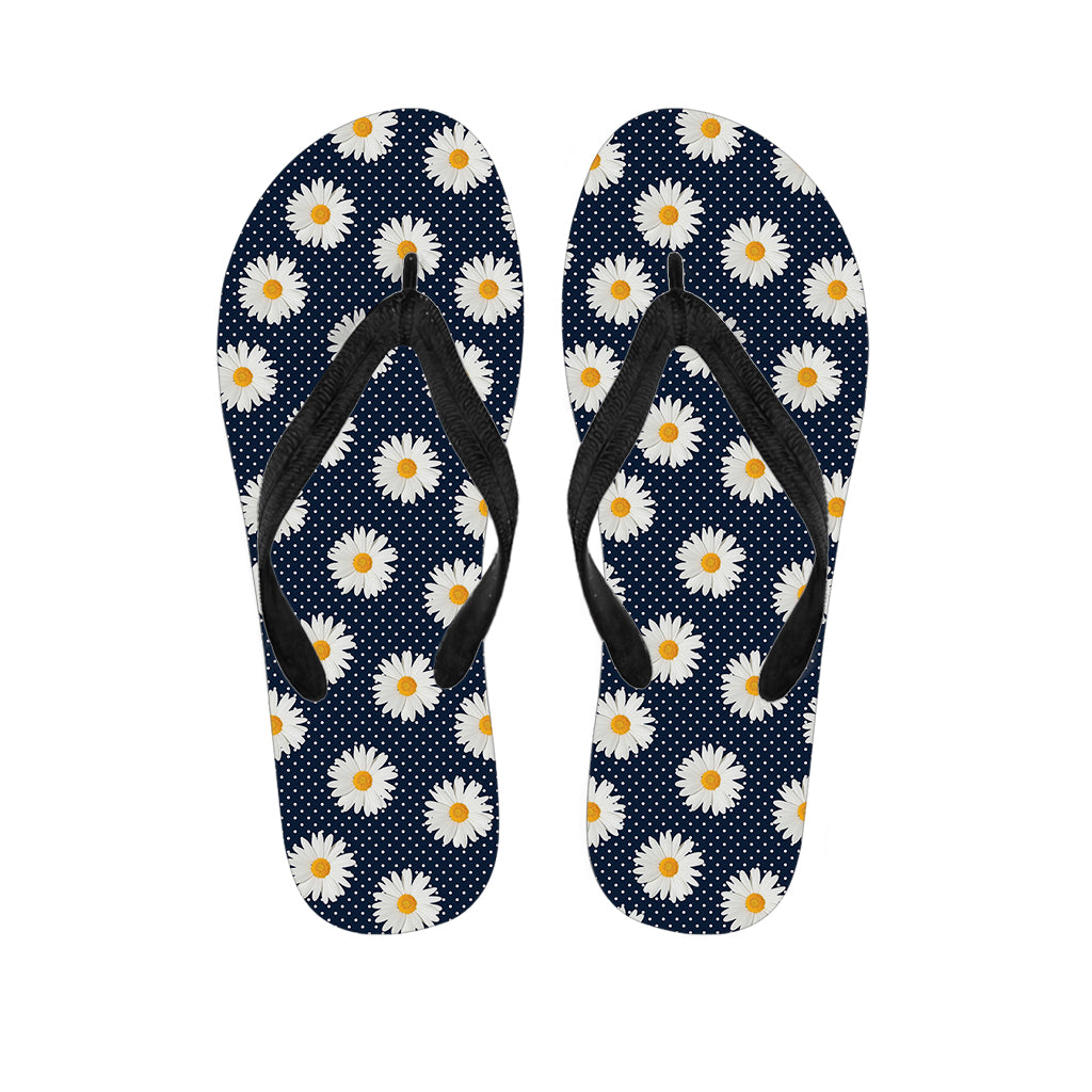 Polka Dot Daisy Floral Pattern Print Flip Flops