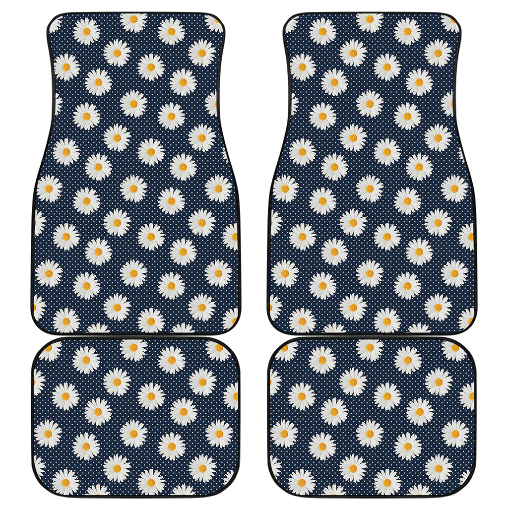 Polka Dot Daisy Floral Pattern Print Front and Back Car Floor Mats