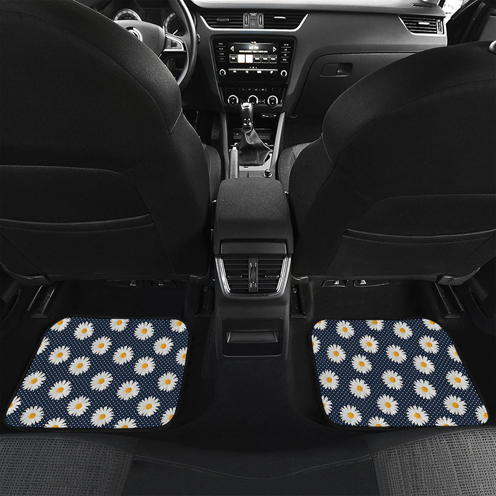 Polka Dot Daisy Floral Pattern Print Front and Back Car Floor Mats