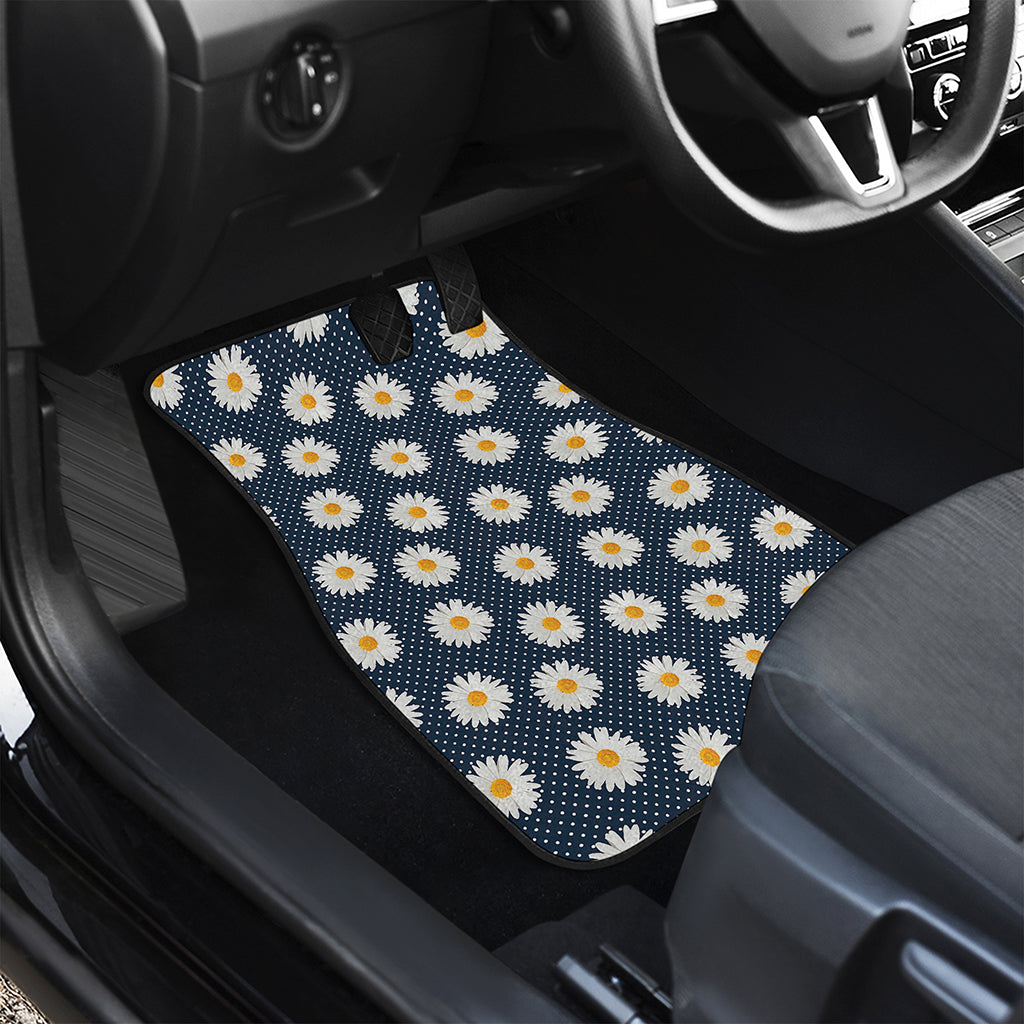 Polka Dot Daisy Floral Pattern Print Front and Back Car Floor Mats