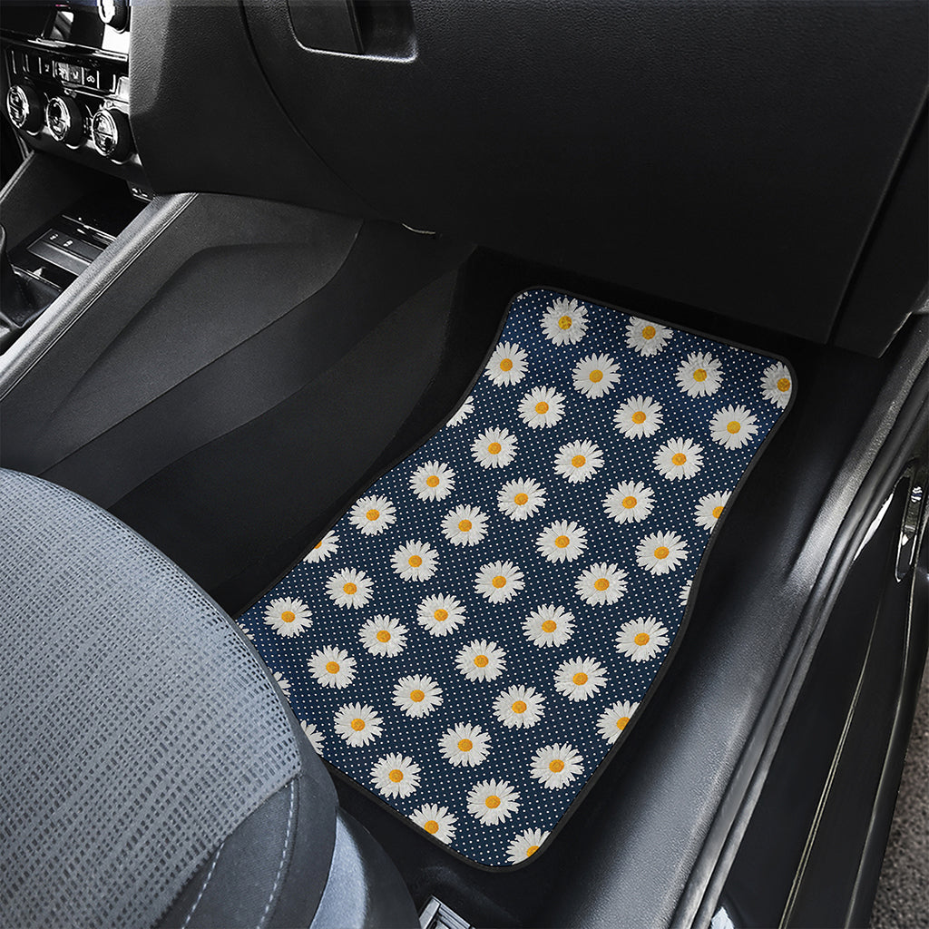 Polka Dot Daisy Floral Pattern Print Front and Back Car Floor Mats