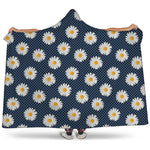 Polka Dot Daisy Floral Pattern Print Hooded Blanket