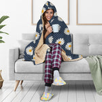Polka Dot Daisy Floral Pattern Print Hooded Blanket