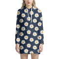 Polka Dot Daisy Floral Pattern Print Pullover Hoodie Dress