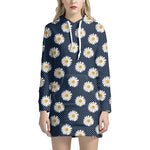 Polka Dot Daisy Floral Pattern Print Hoodie Dress
