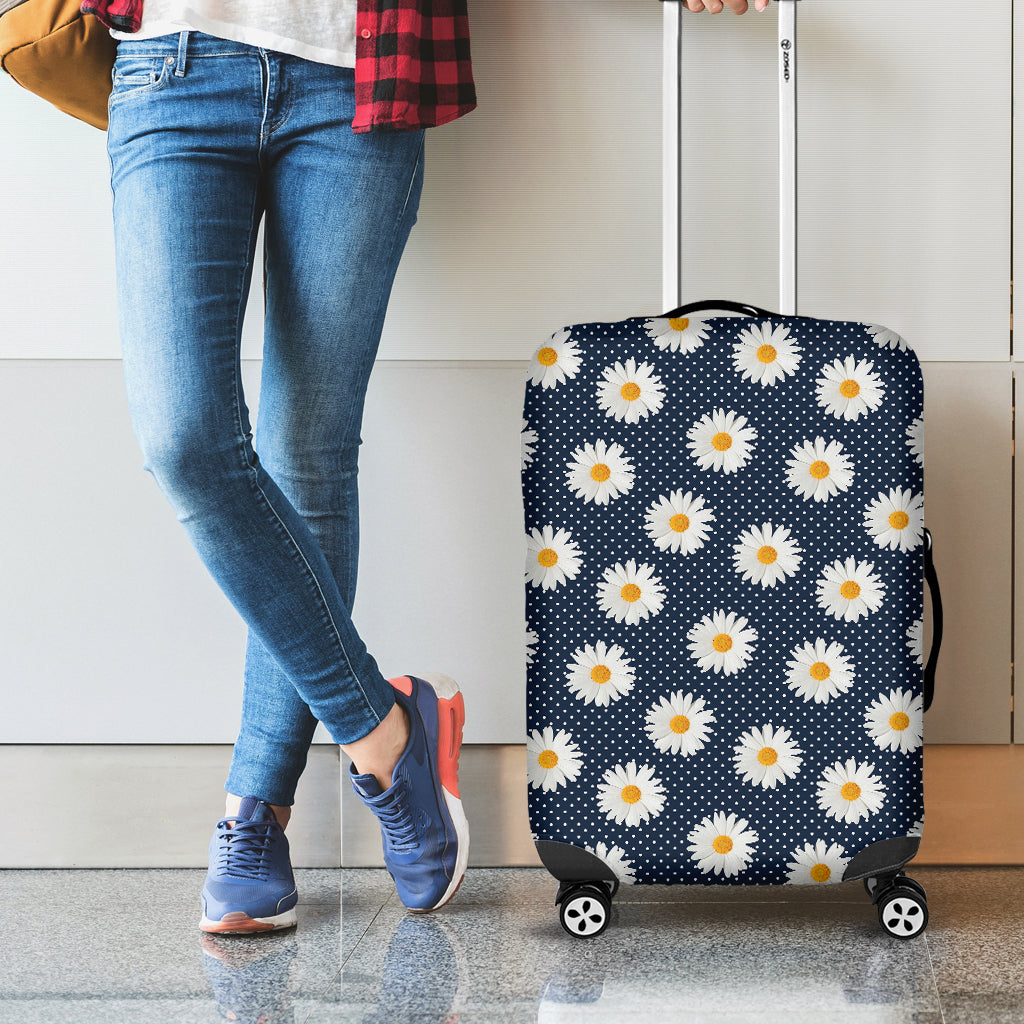 Polka Dot Daisy Floral Pattern Print Luggage Cover