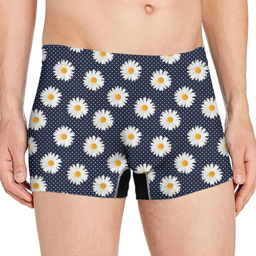 Polka Dot Daisy Floral Pattern Print Men's Boxer Briefs