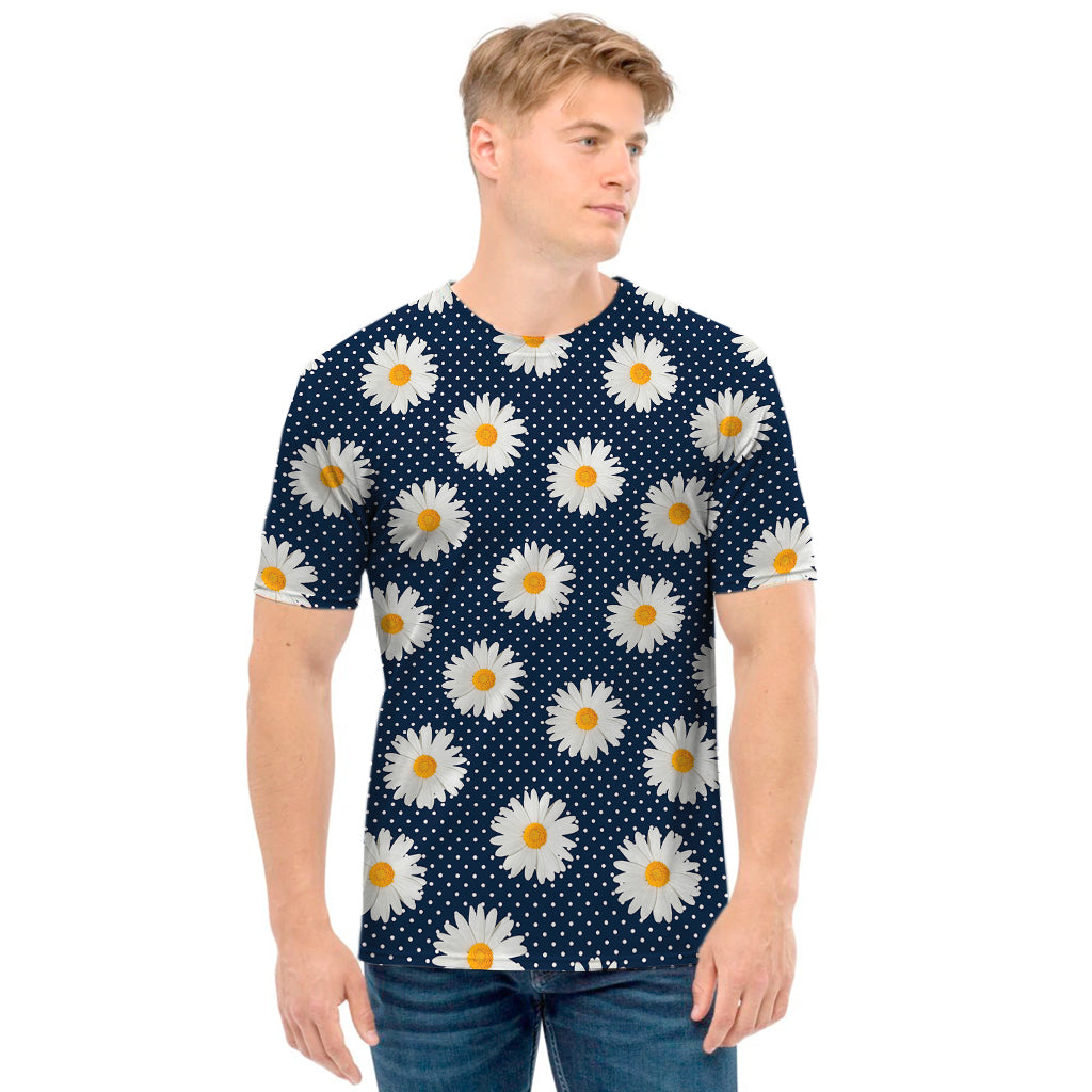 Polka Dot Daisy Floral Pattern Print Men's T-Shirt