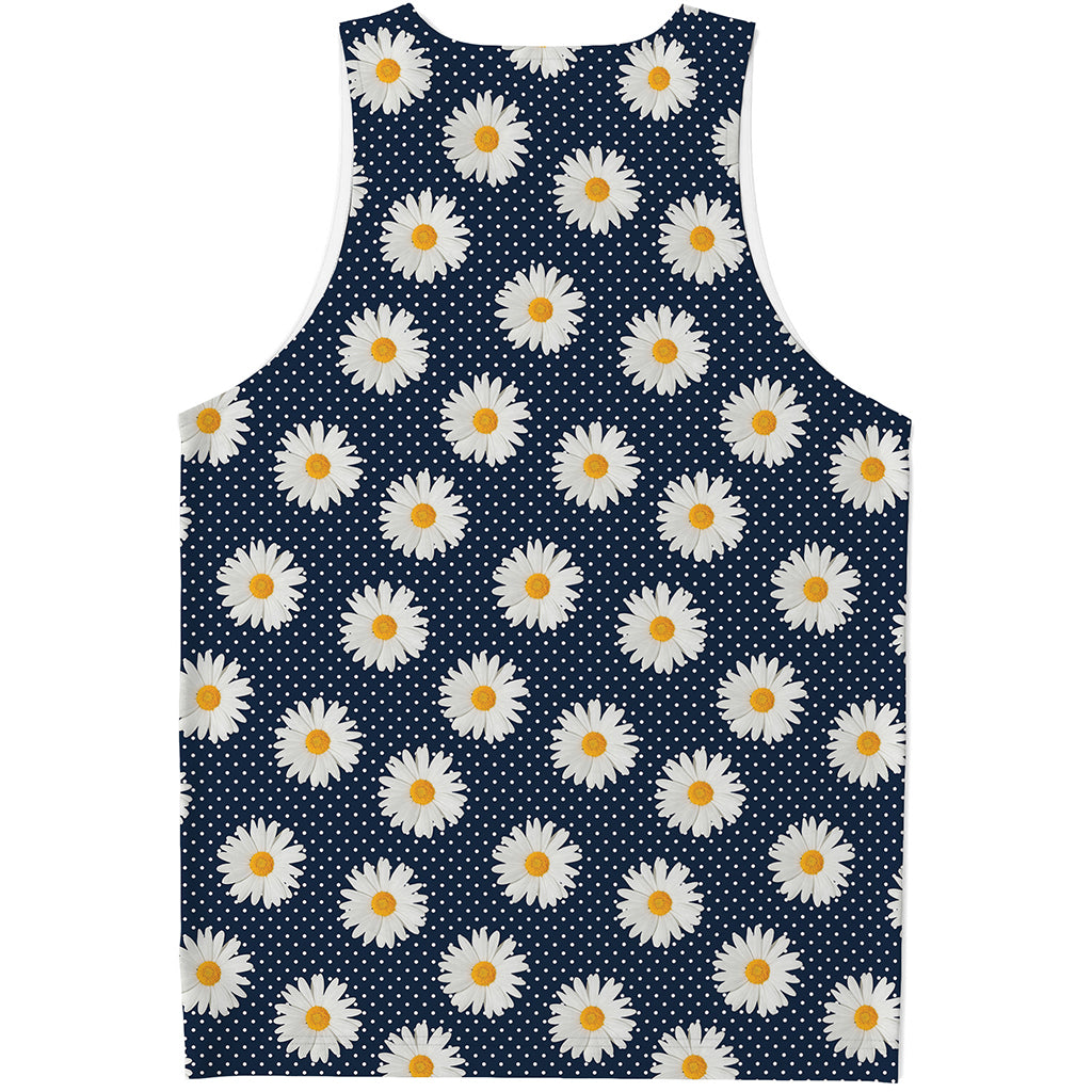 Polka Dot Daisy Floral Pattern Print Men's Tank Top