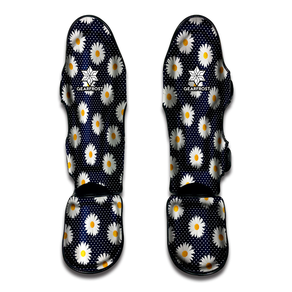 Polka Dot Daisy Floral Pattern Print Muay Thai Shin Guard