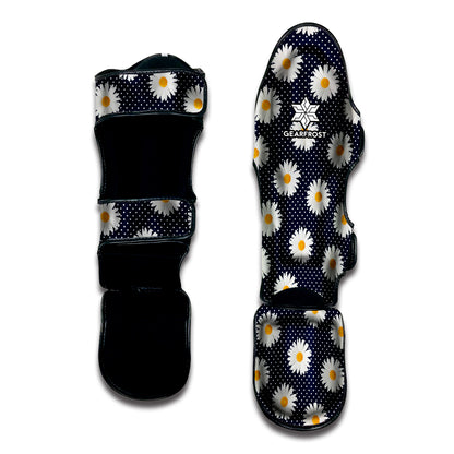 Polka Dot Daisy Floral Pattern Print Muay Thai Shin Guard