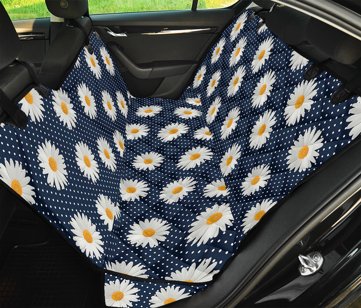 Polka Dot Daisy Floral Pattern Print Pet Car Back Seat Cover