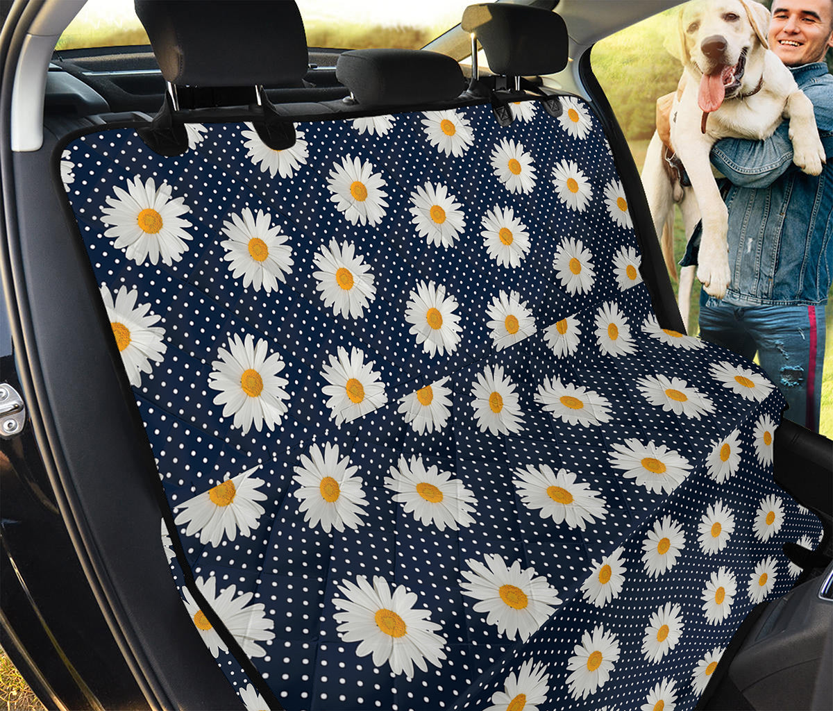 Polka Dot Daisy Floral Pattern Print Pet Car Back Seat Cover