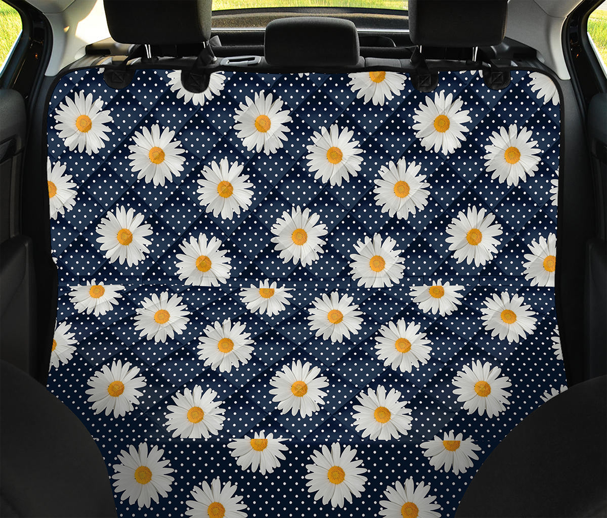 Polka Dot Daisy Floral Pattern Print Pet Car Back Seat Cover