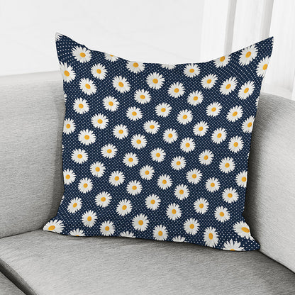 Polka Dot Daisy Floral Pattern Print Pillow Cover