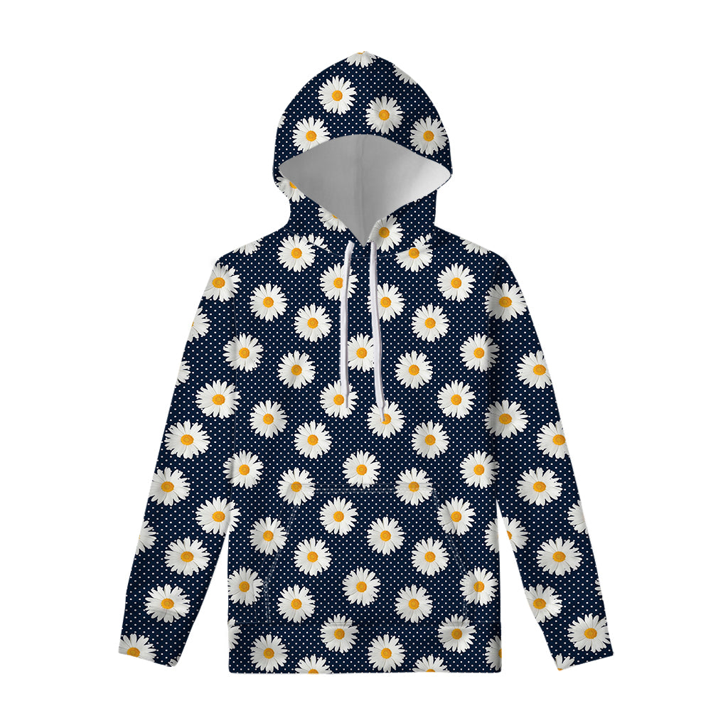 Polka Dot Daisy Floral Pattern Print Pullover Hoodie
