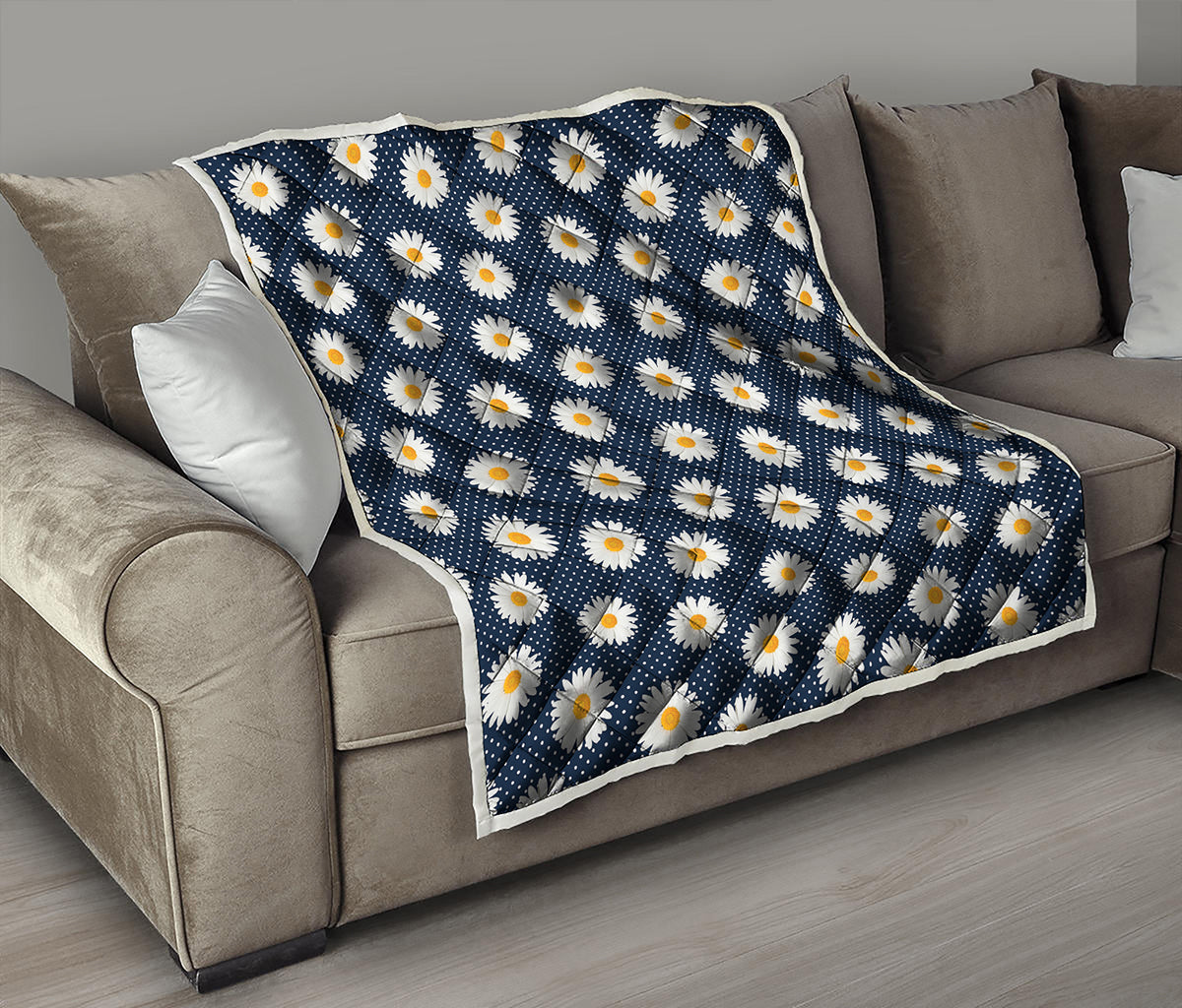Polka Dot Daisy Floral Pattern Print Quilt