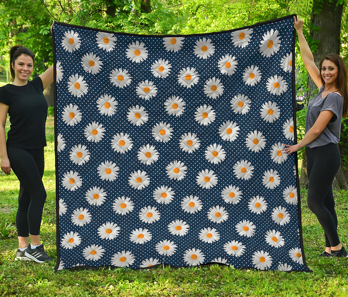 Polka Dot Daisy Floral Pattern Print Quilt