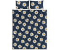 Polka Dot Daisy Floral Pattern Print Quilt Bed Set