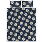 Polka Dot Daisy Floral Pattern Print Quilt Bed Set