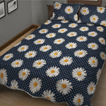 Polka Dot Daisy Floral Pattern Print Quilt Bed Set