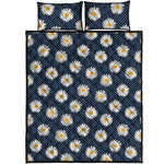 Polka Dot Daisy Floral Pattern Print Quilt Bed Set