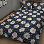 Polka Dot Daisy Floral Pattern Print Quilt Bed Set