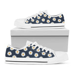 Polka Dot Daisy Floral Pattern Print White Low Top Shoes