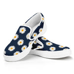 Polka Dot Daisy Floral Pattern Print White Slip On Shoes