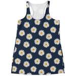 Polka Dot Daisy Floral Pattern Print Women's Racerback Tank Top
