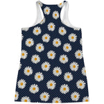 Polka Dot Daisy Floral Pattern Print Women's Racerback Tank Top