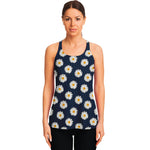 Polka Dot Daisy Floral Pattern Print Women's Racerback Tank Top
