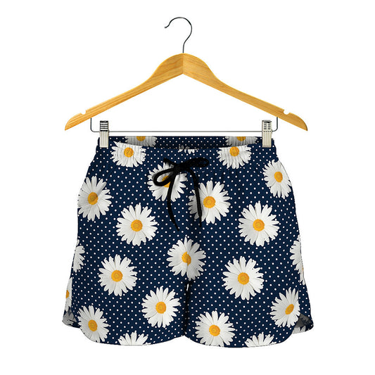 Polka Dot Daisy Floral Pattern Print Women's Shorts