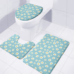 Polka Dot Daisy Flower Pattern Print 3 Piece Bath Mat Set