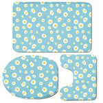 Polka Dot Daisy Flower Pattern Print 3 Piece Bath Mat Set