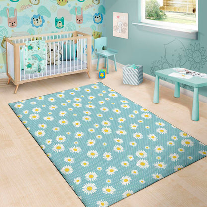 Polka Dot Daisy Flower Pattern Print Area Rug
