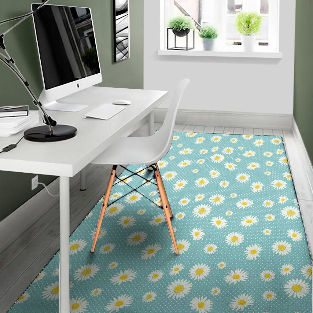 Polka Dot Daisy Flower Pattern Print Area Rug
