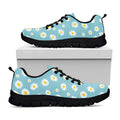 Polka Dot Daisy Flower Pattern Print Black Running Shoes